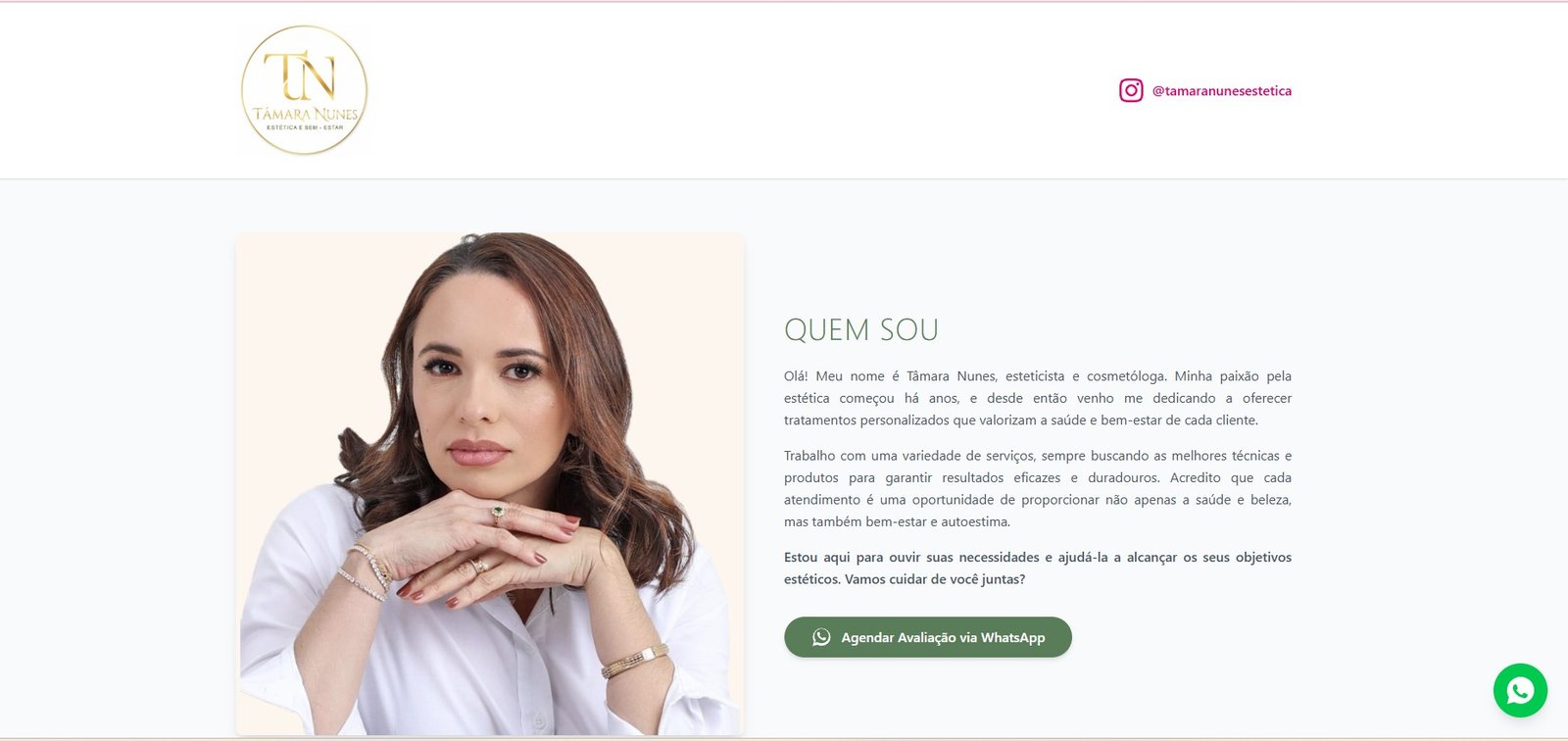 Lading Page Tamara Nunes Estética